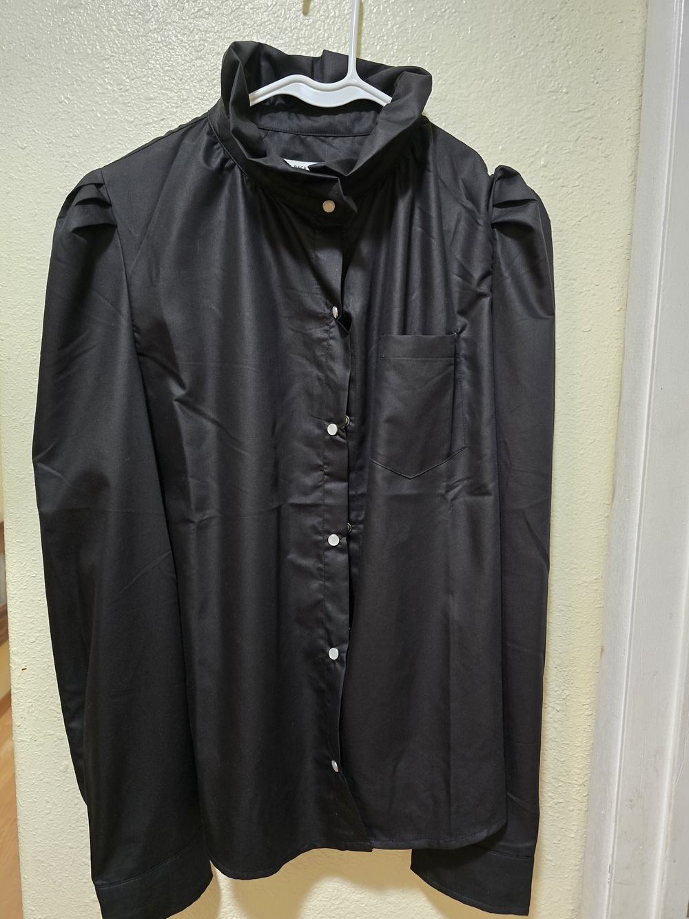 Back Forty Women's Black Button-Up Jacket with High Collar